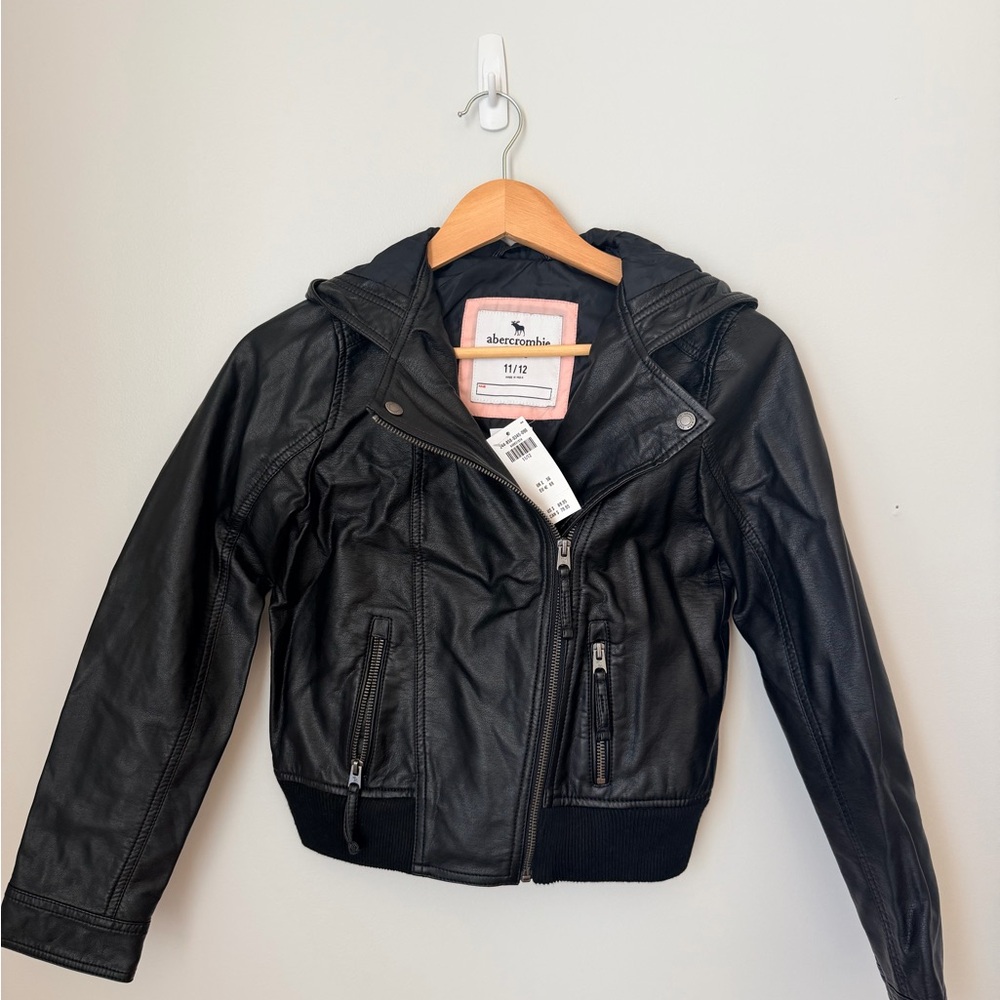 Girl’s Faux Leather Bomber Jacket